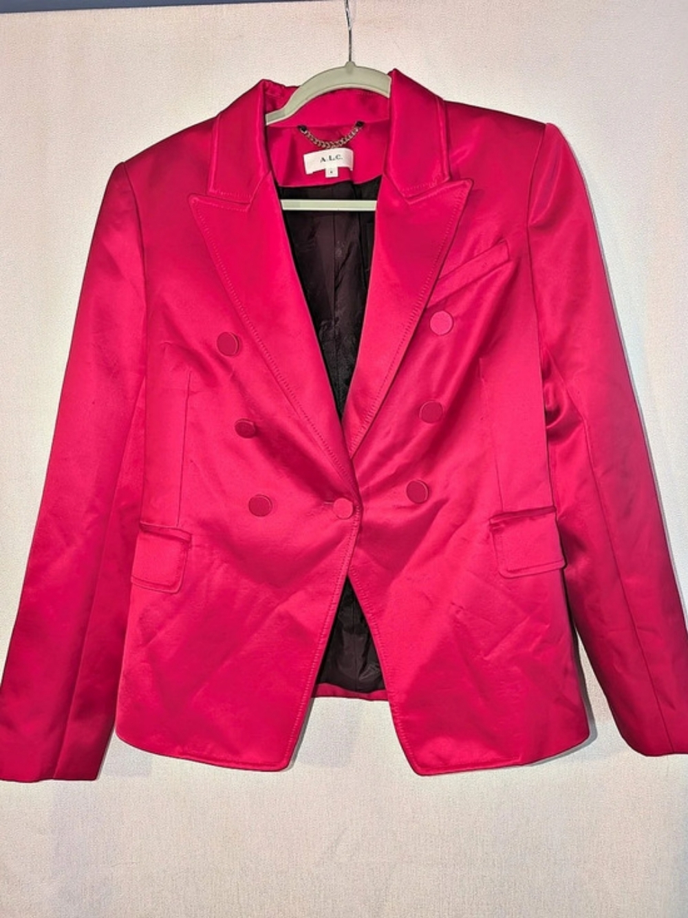 A.L.C. Dakota Satin Blazer. Double-Breasted Pink Size 6